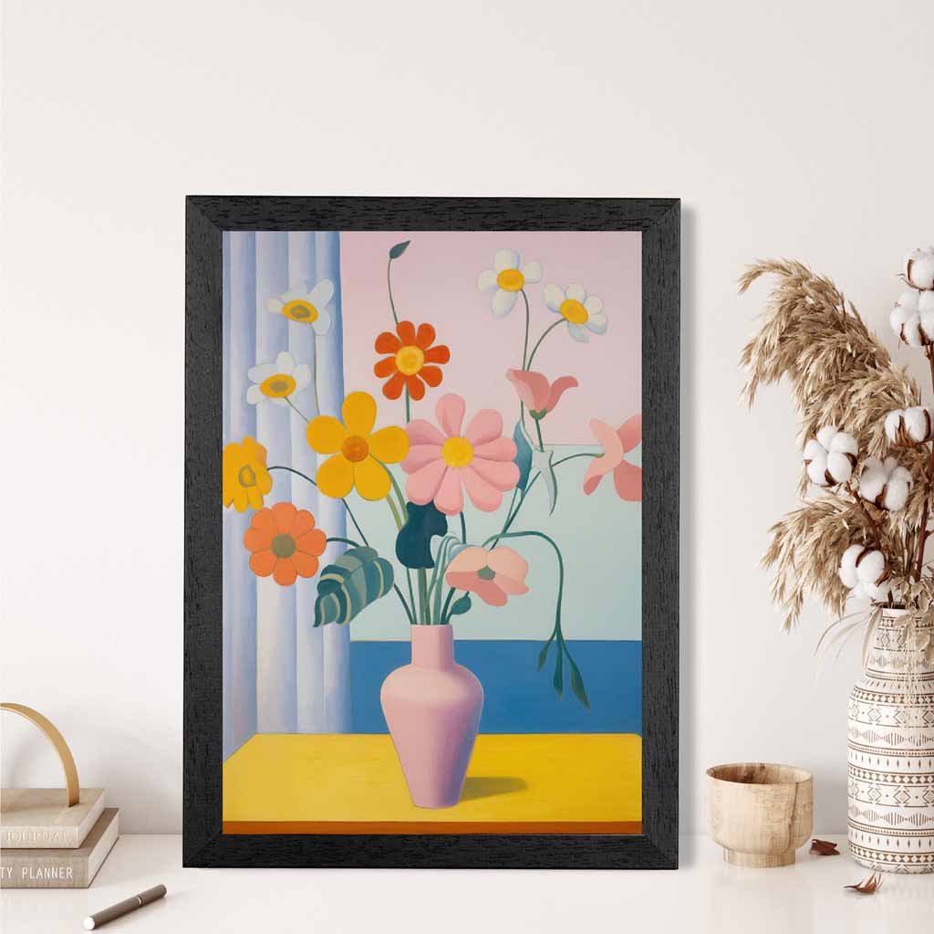 Modern Floral Pink, Colourful Flowers  Art Print | Wall Art Plaza UK