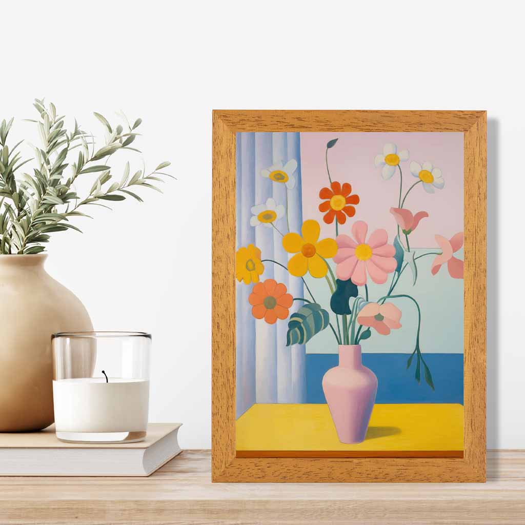 Modern Floral Pink, Colourful Flowers  Art Print | Wall Art Plaza UK