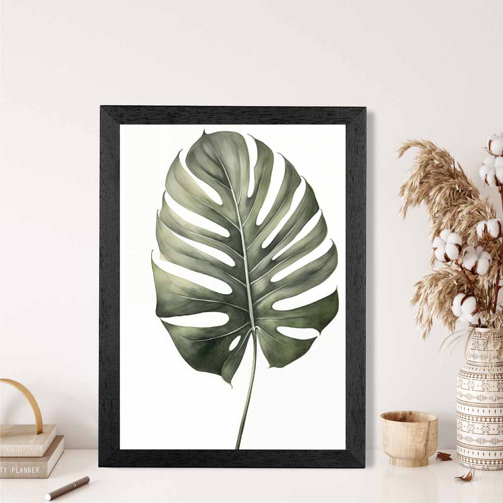 Modern Illustration Green,  Monstera Palm  Art Print | Wall Art Plaza UK