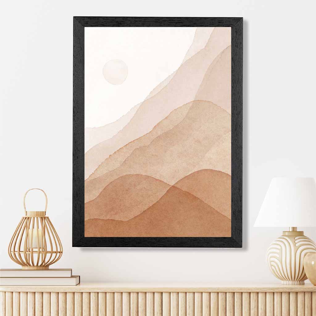 Abstract Painted Beige Mountains No 3 Art Print | Wall Art Plaza