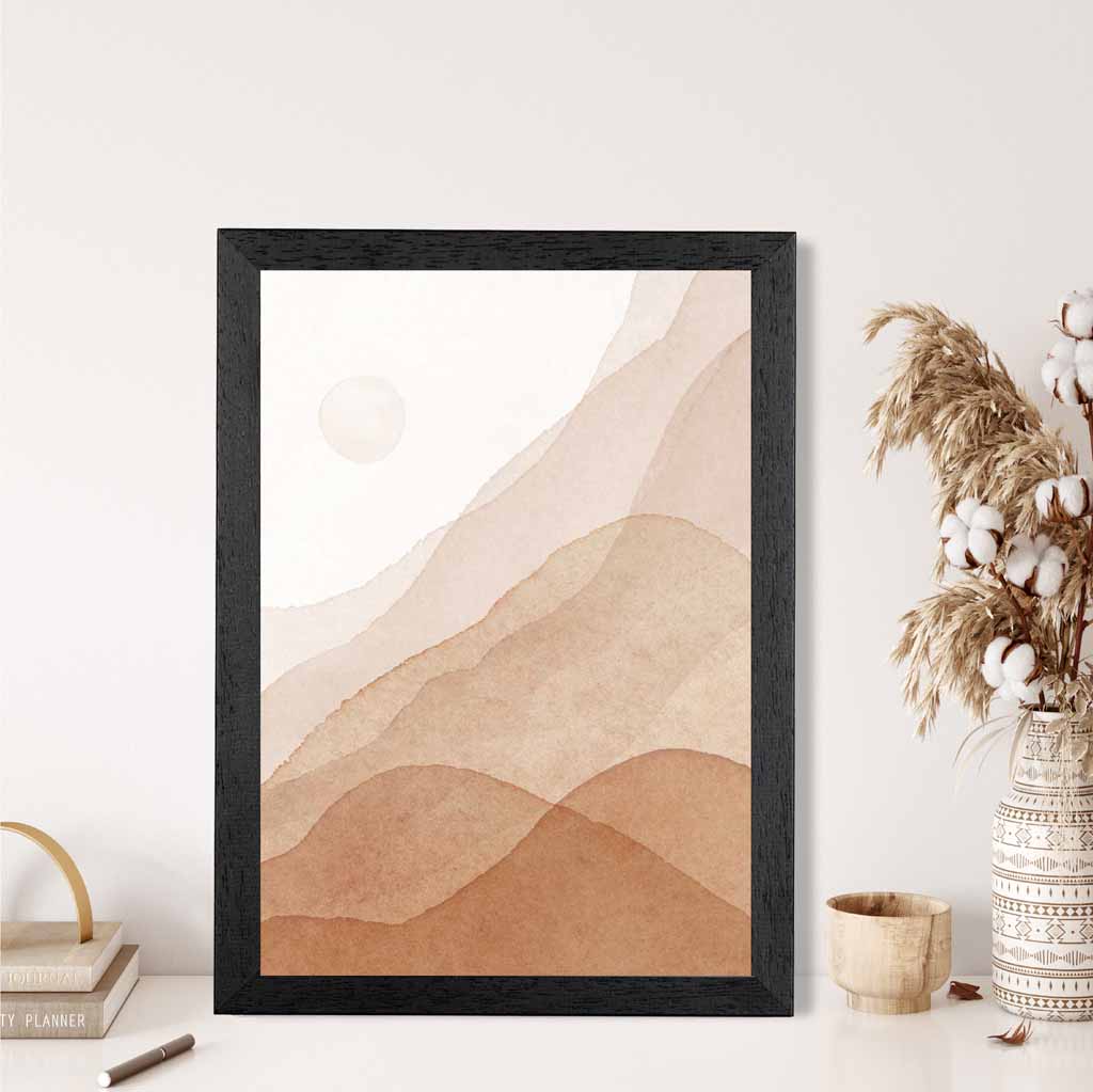 Abstract Painted Beige Mountains No 3 Art Print | Wall Art Plaza