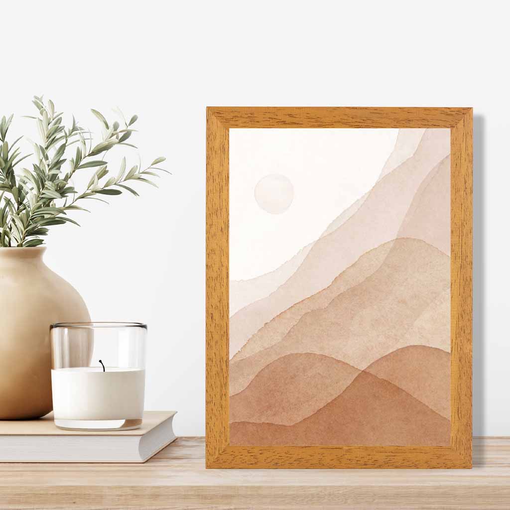 Abstract Painted Beige Mountains No 3 Art Print | Wall Art Plaza
