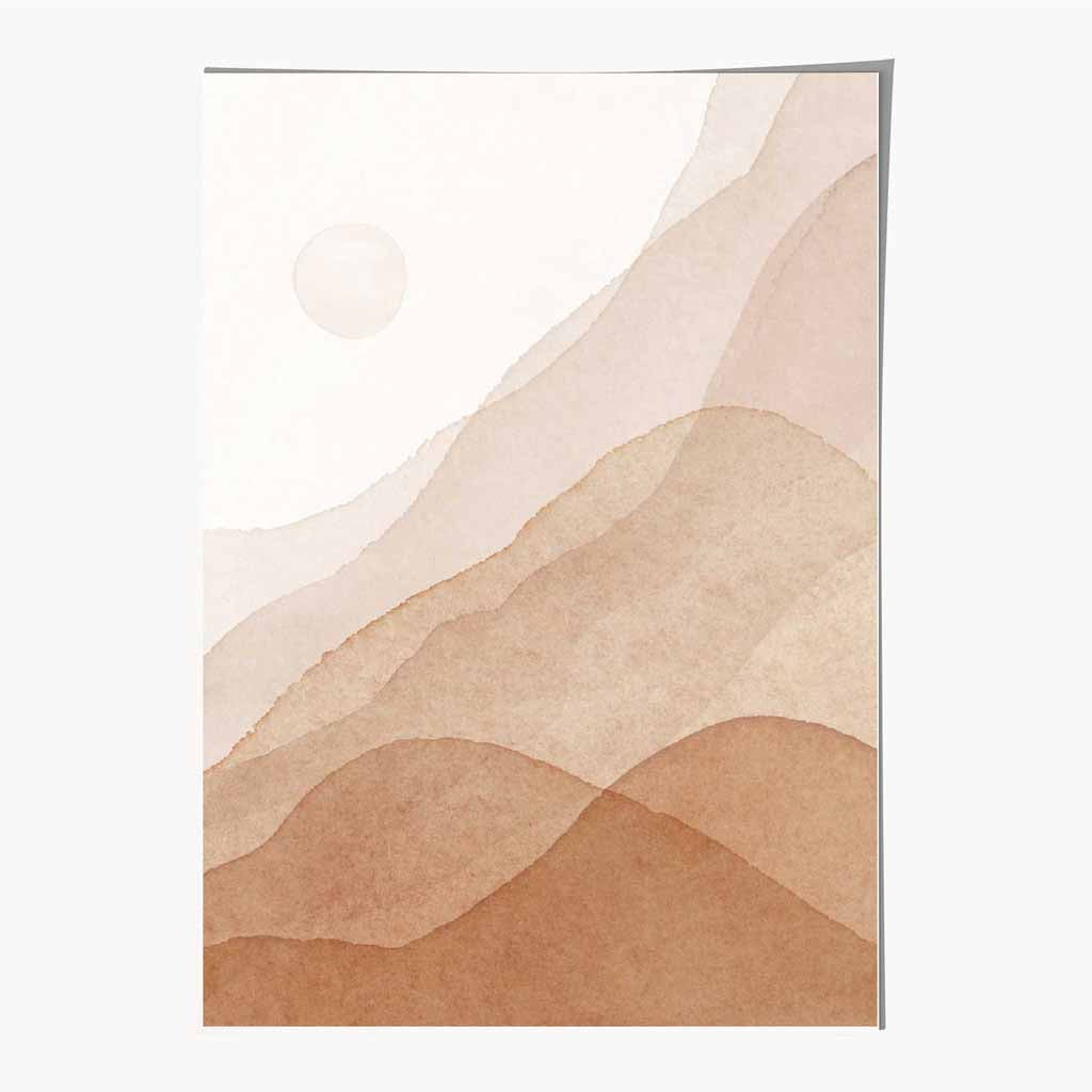 Abstract Painted Beige Mountains No 3 Art Print | Wall Art Plaza