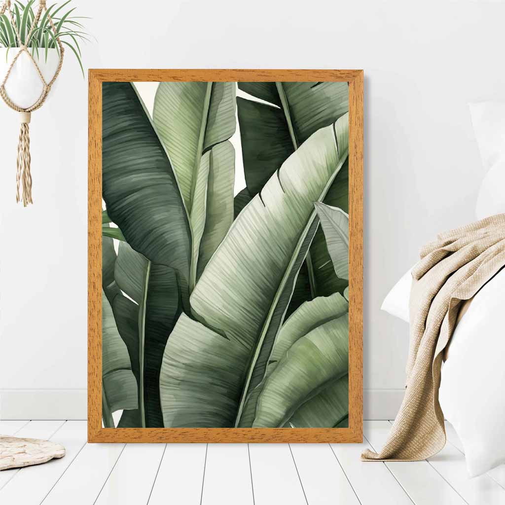 Modern Illustration Green,  Banana Leaves  Art Poster | Wall Art Plaza UK