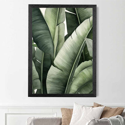 Modern Illustration Green,  Banana Leaves  Art Poster | Wall Art Plaza UK