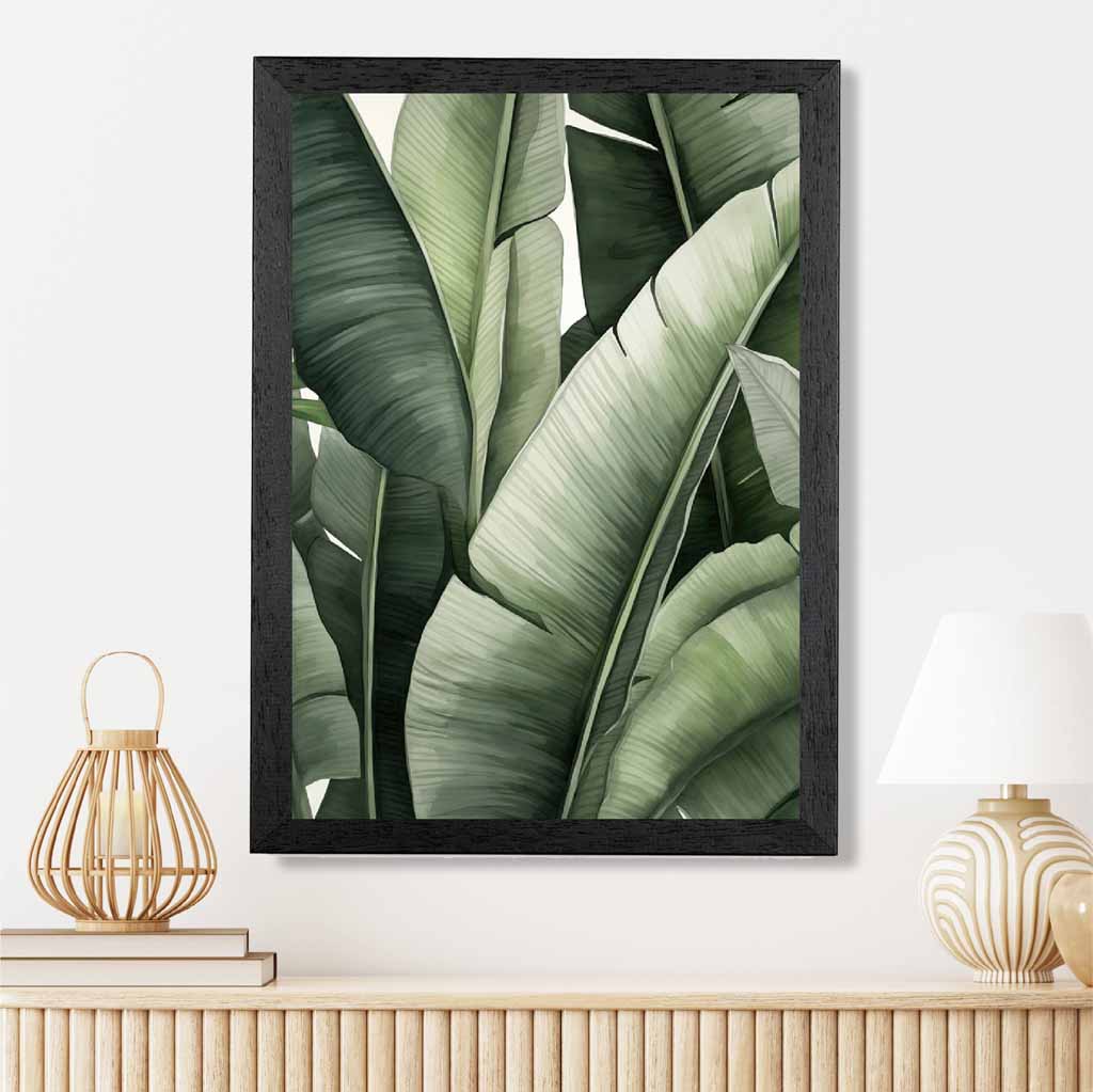 Modern Illustration Green,  Banana Leaves  Art Poster | Wall Art Plaza UK