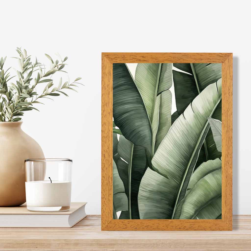 Modern Illustration Green,  Banana Leaves  Art Poster | Wall Art Plaza UK