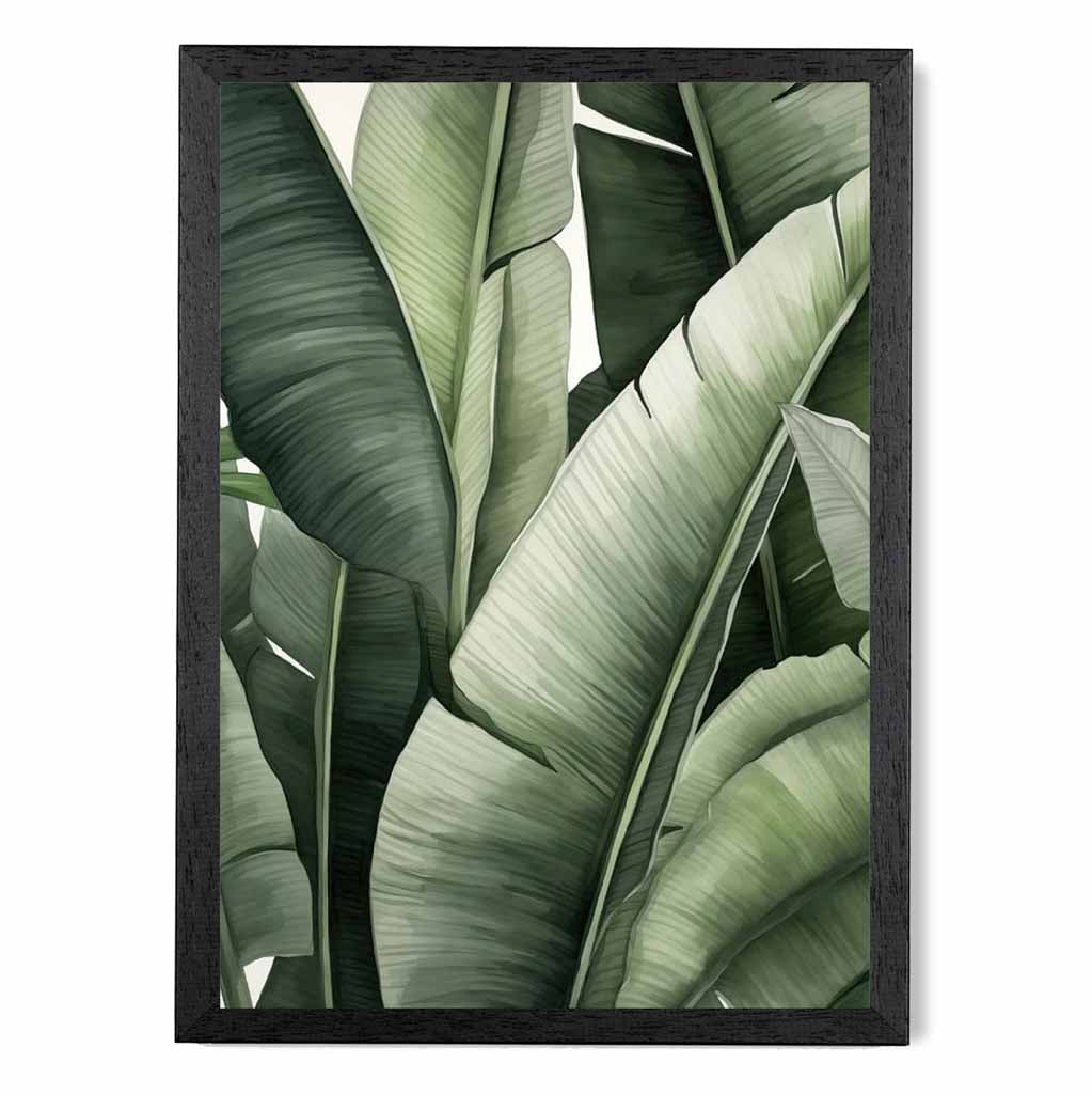 Modern Illustration Green,  Banana Leaves  Art Poster | Wall Art Plaza UK