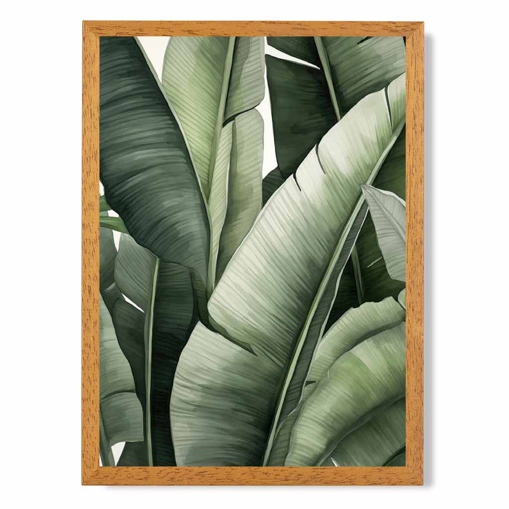 Modern Illustration Green,  Banana Leaves  Art Poster | Wall Art Plaza UK