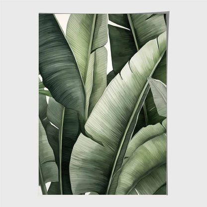 Modern Illustration Green,  Banana Leaves  Art Poster | Wall Art Plaza UK