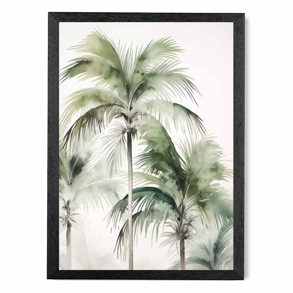 Vintage Illustration Green, Beige Palm Trees  Art Print | Wall Art Plaza UK