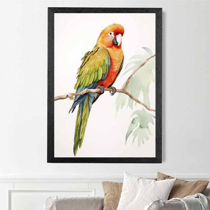 Modern Illustration Green, Colourful Parrot  Art Print | Wall Art Plaza UK