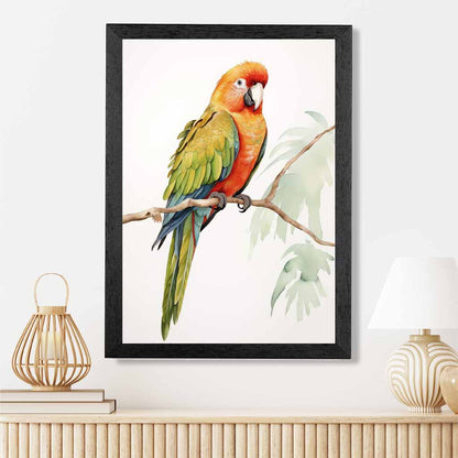 Modern Illustration Green, Colourful Parrot  Art Print | Wall Art Plaza UK