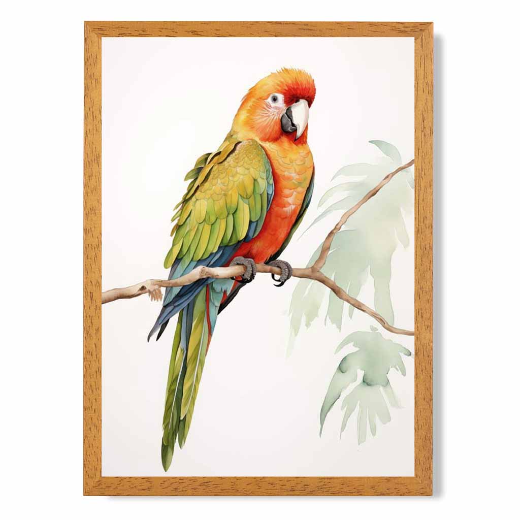 Modern Illustration Green, Colourful Parrot  Art Print | Wall Art Plaza UK