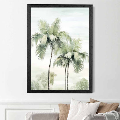 Modern Illustration Green, Blue Palm Trees  Art Print | Wall Art Plaza UK