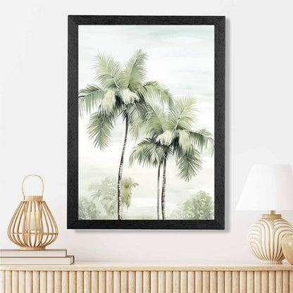 Modern Illustration Green, Blue Palm Trees  Art Print | Wall Art Plaza UK