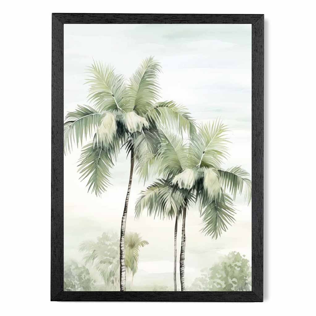 Modern Illustration Green, Blue Palm Trees  Art Print | Wall Art Plaza UK