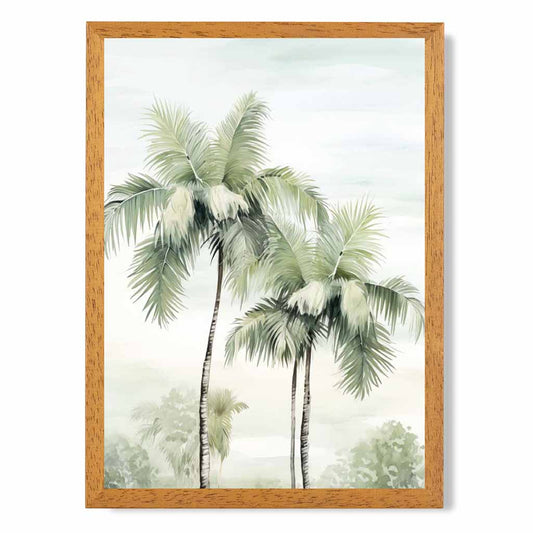 Modern Illustration Green, Blue Palm Trees  Art Print | Wall Art Plaza UK