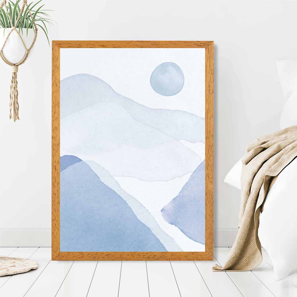 Abstract Painted Blue Mountains No 1 Art Print | Wall Art Plaza