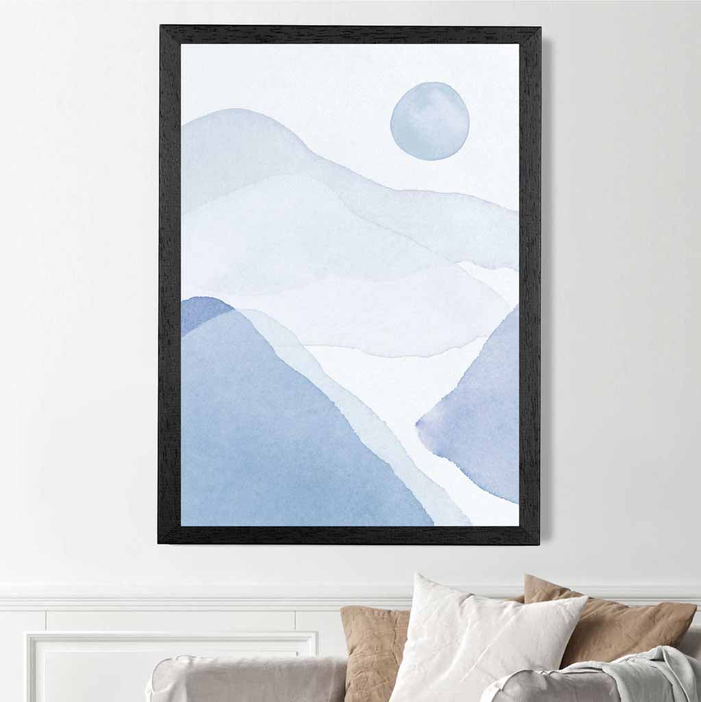 Abstract Painted Blue Mountains No 1 Art Print | Wall Art Plaza