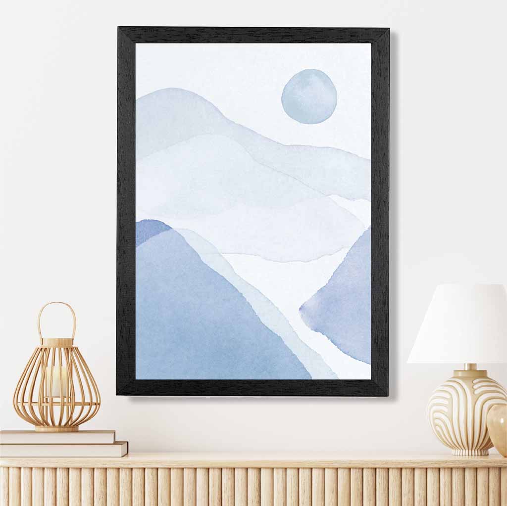 Abstract Painted Blue Mountains No 1 Art Print | Wall Art Plaza