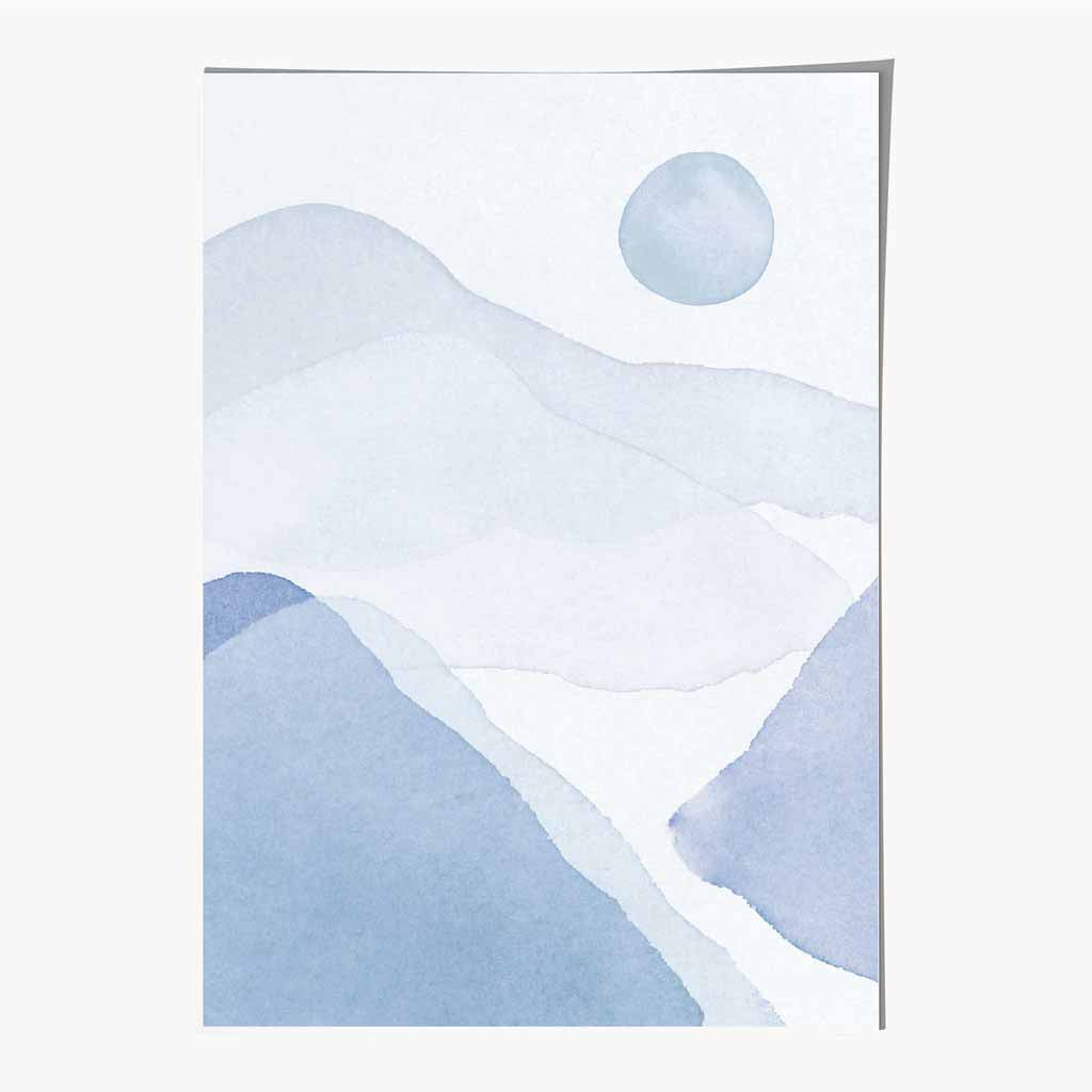 Abstract Painted Blue Mountains No 1 Art Print | Wall Art Plaza