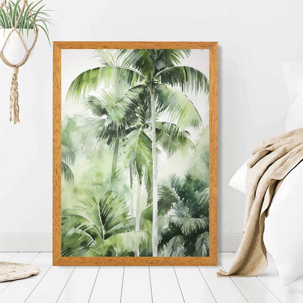 Modern Painted Green,  Palms No 1  Art Print | Wall Art Plaza UK