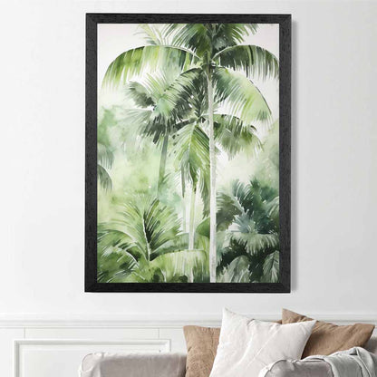 Modern Painted Green,  Palms No 1  Art Print | Wall Art Plaza UK