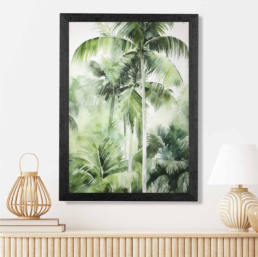 Modern Painted Green,  Palms No 1  Art Print | Wall Art Plaza UK