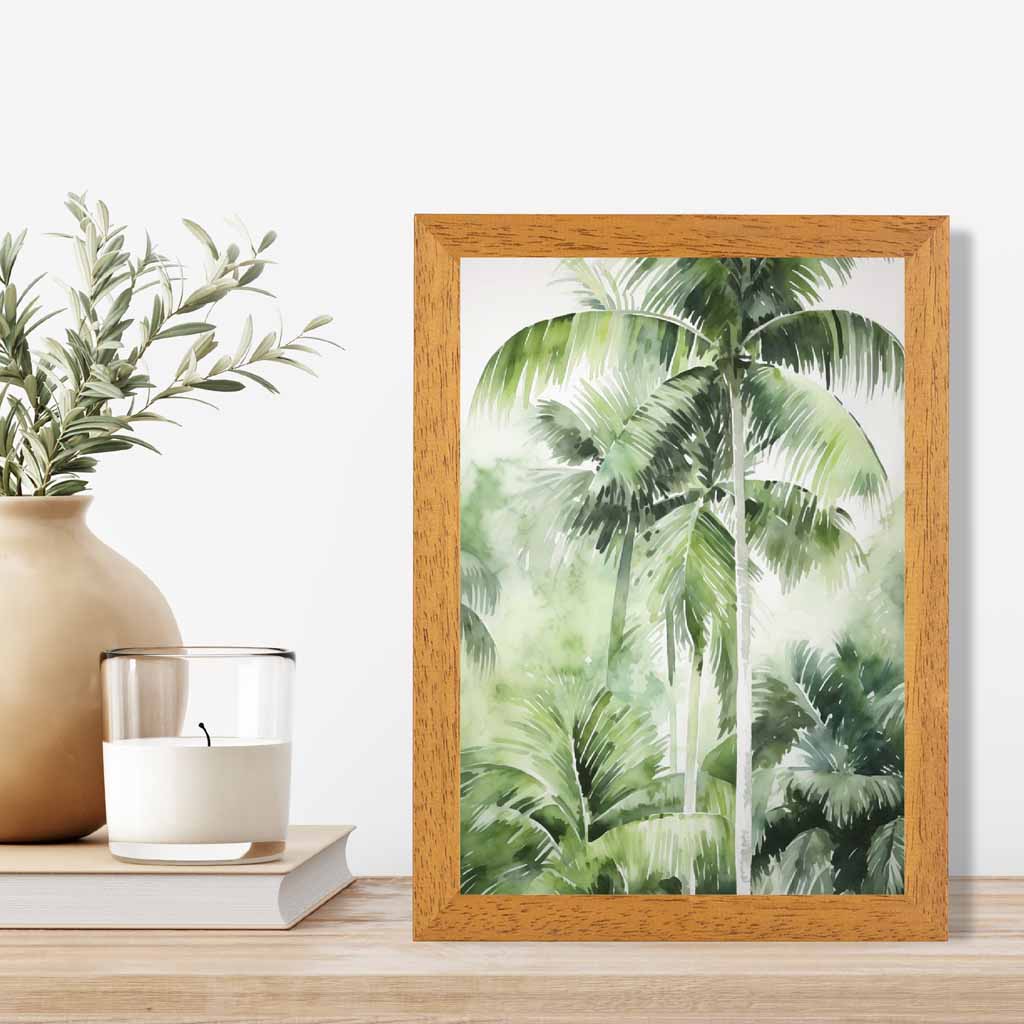 Modern Painted Green,  Palms No 1  Art Print | Wall Art Plaza UK