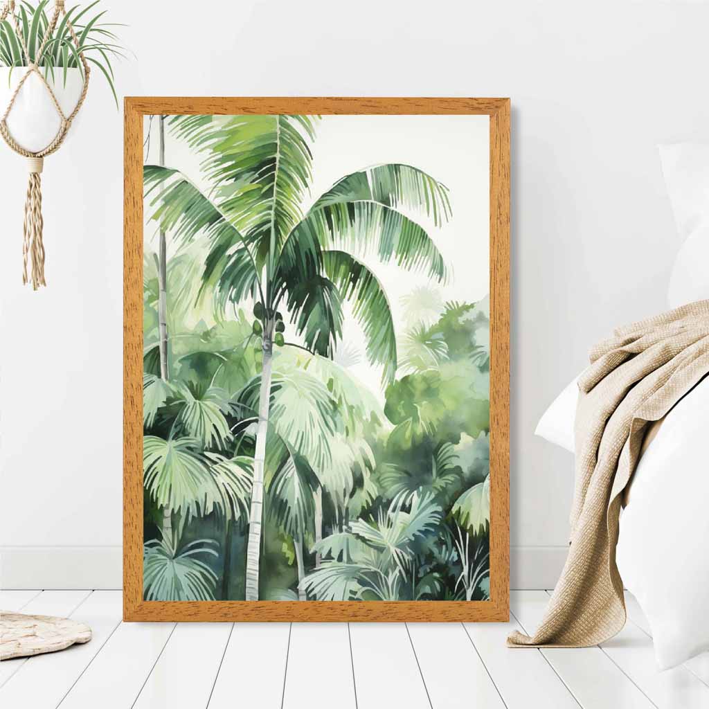 Modern Painted Green,  Palms No 2  Art Print | Wall Art Plaza UK