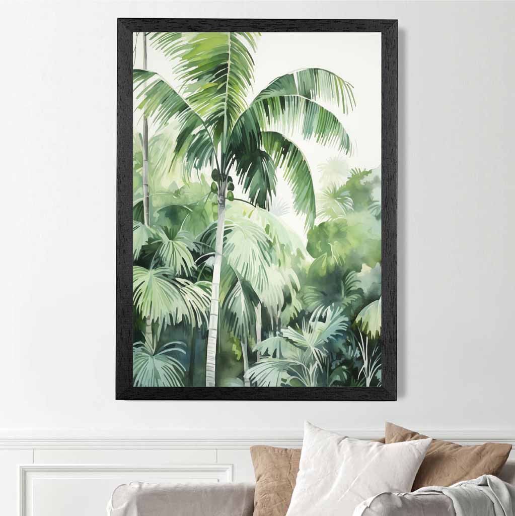 Modern Painted Green,  Palms No 2  Art Print | Wall Art Plaza UK