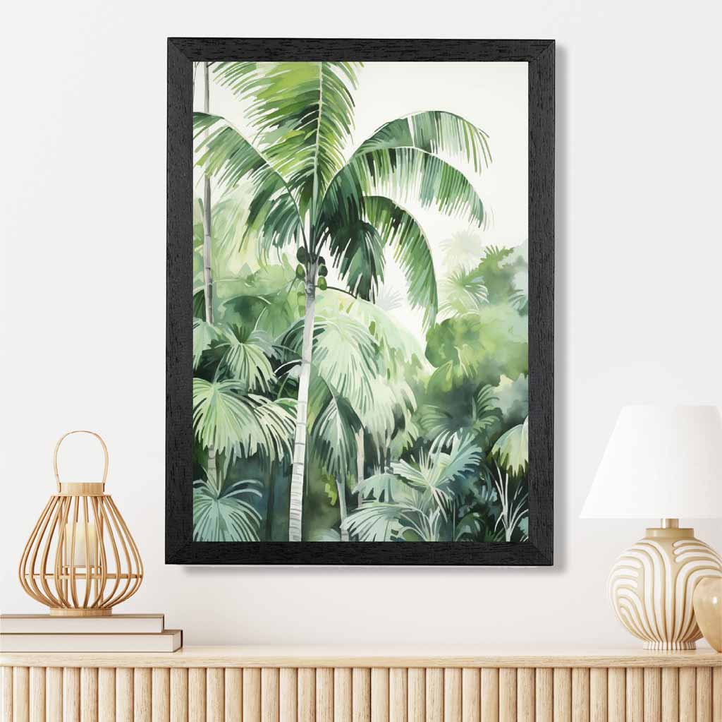 Modern Painted Green,  Palms No 2  Art Print | Wall Art Plaza UK