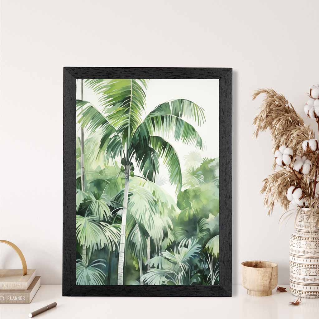 Modern Painted Green,  Palms No 2  Art Print | Wall Art Plaza UK