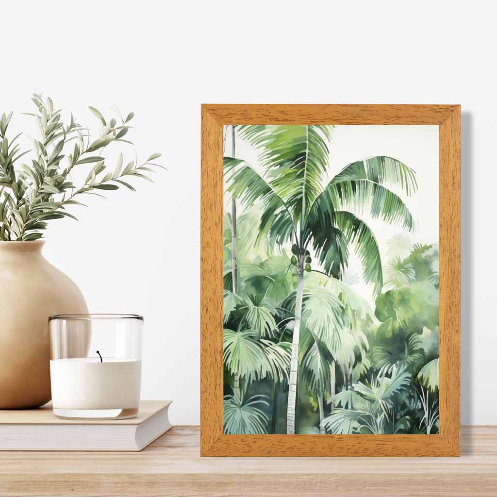 Modern Painted Green,  Palms No 2  Art Print | Wall Art Plaza UK