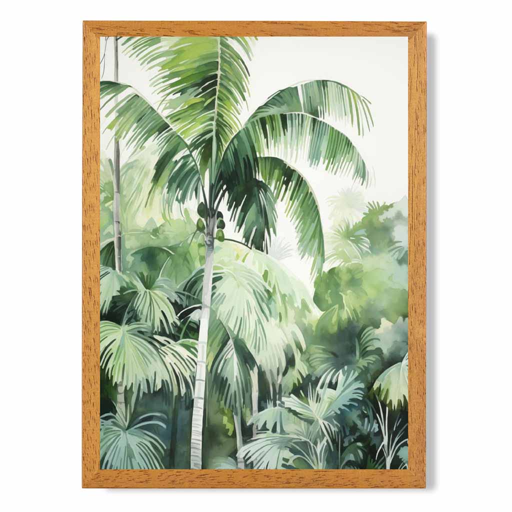 Modern Painted Green,  Palms No 2  Art Print | Wall Art Plaza UK