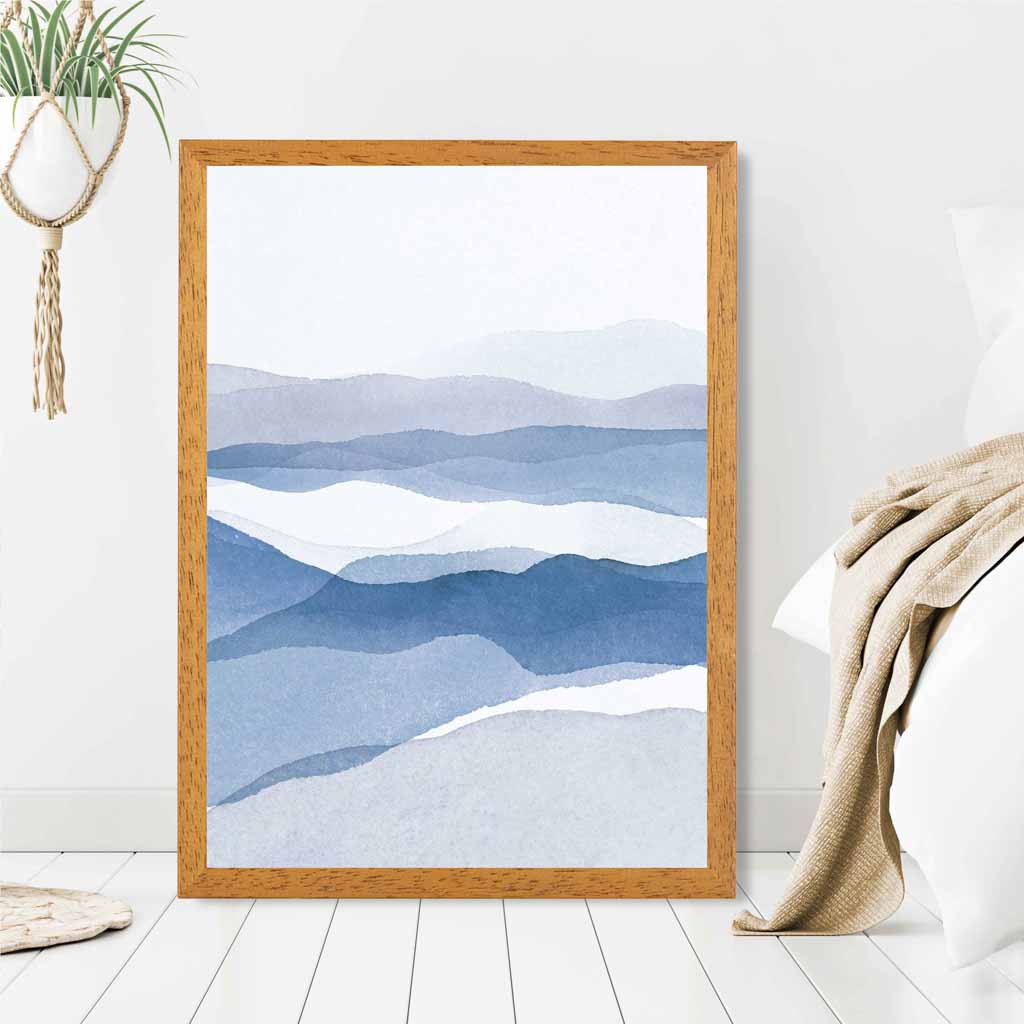 Abstract Painted Blue Mountains No 2 Art Print | Wall Art Plaza