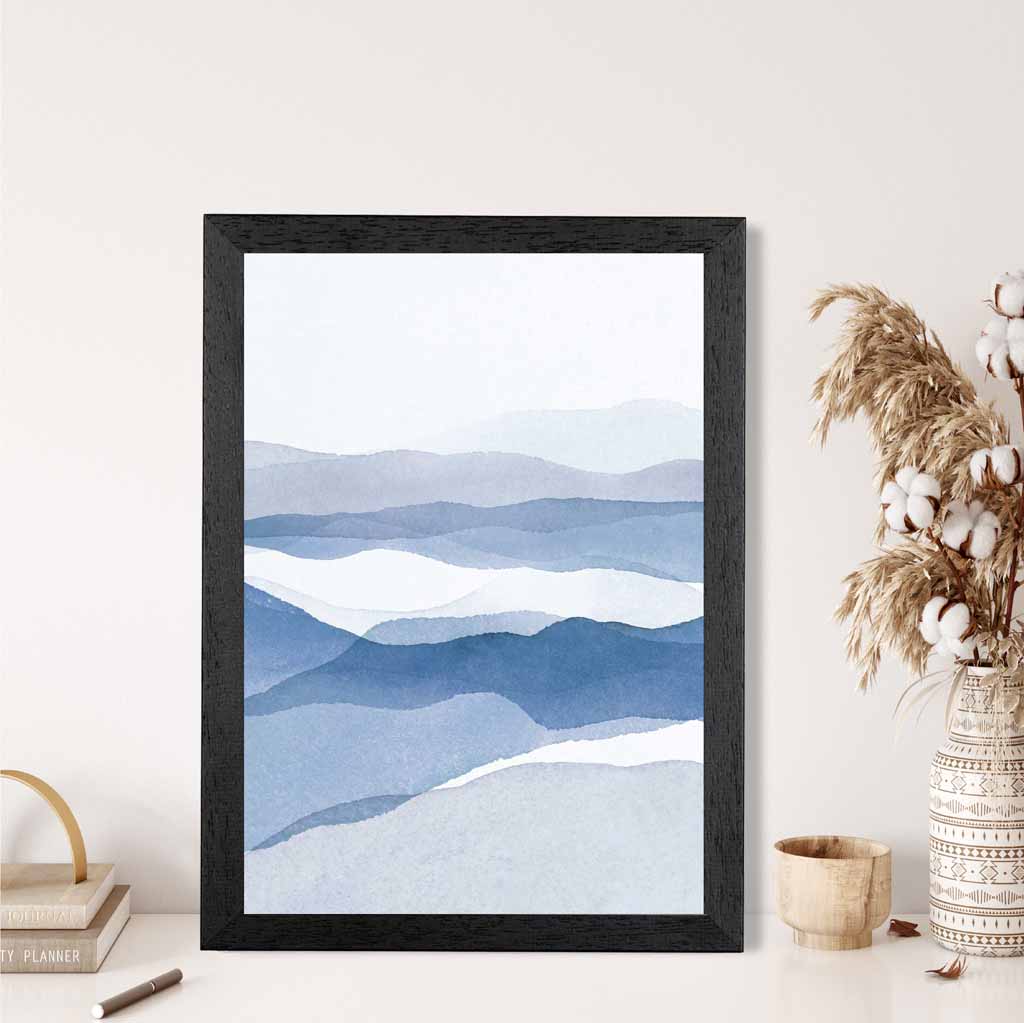 Abstract Painted Blue Mountains No 2 Art Print | Wall Art Plaza