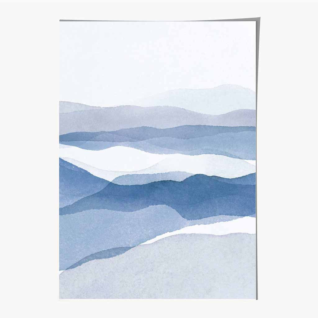 Abstract Painted Blue Mountains No 2 Art Print | Wall Art Plaza