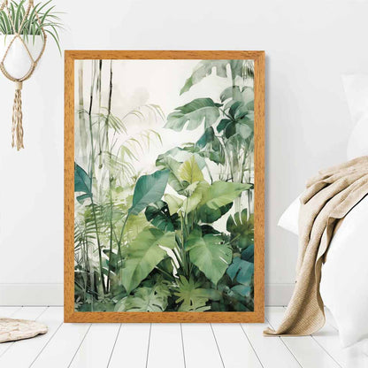Modern Painted Blue, Green Jungle Floor  Art Print | Wall Art Plaza UK
