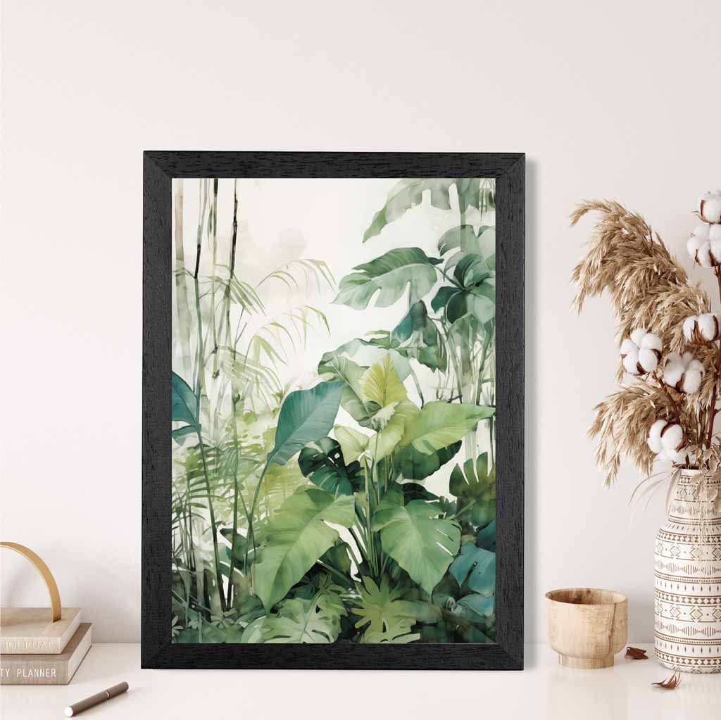 Modern Painted Blue, Green Jungle Floor  Art Print | Wall Art Plaza UK