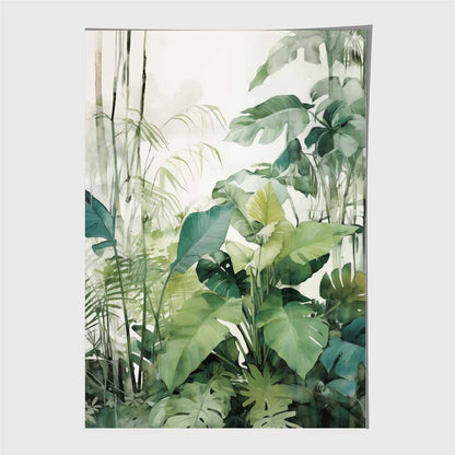 Modern Painted Blue, Green Jungle Floor  Art Print | Wall Art Plaza UK