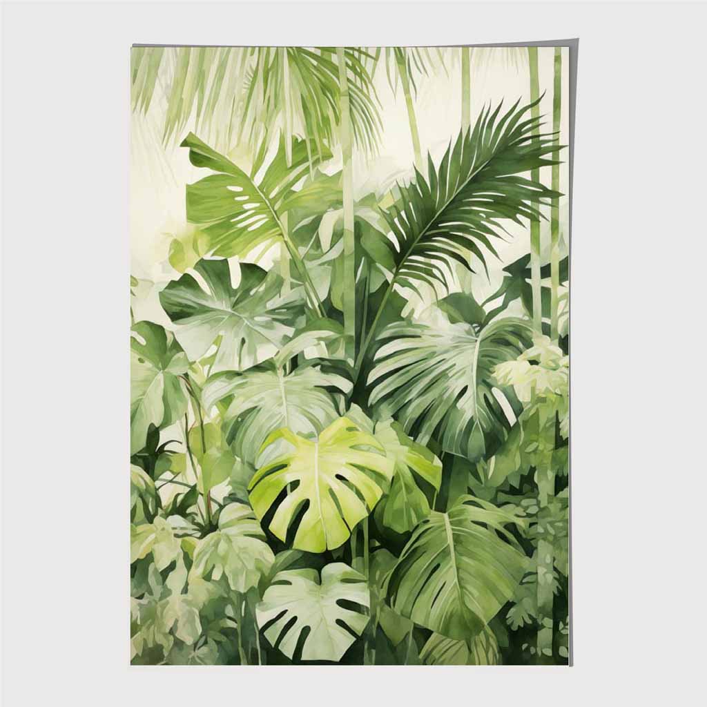 Modern Painted Green,  Jungle Ferns  Art Print | Wall Art Plaza UK