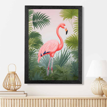 Modern Illustration Pink, Green Flamingo  Art Poster | Wall Art Plaza UK