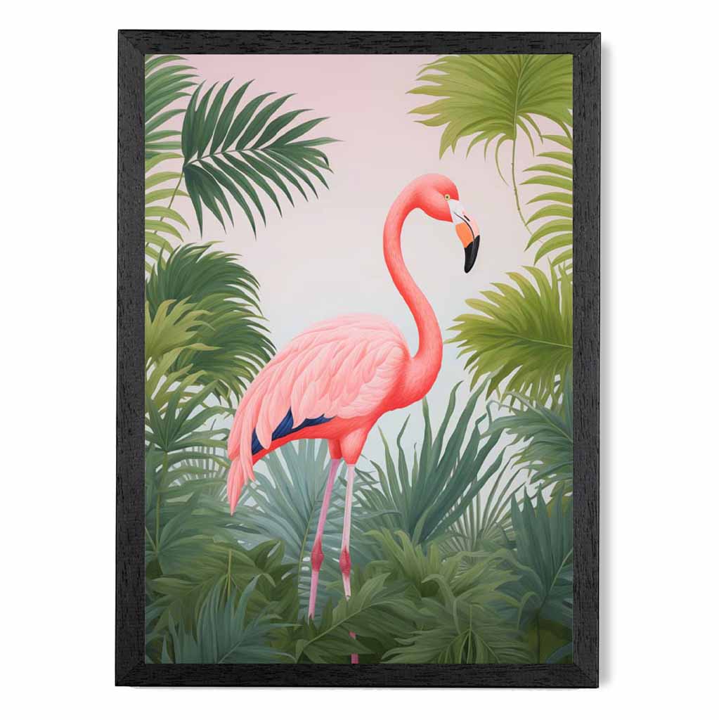 Modern Illustration Pink, Green Flamingo  Art Poster | Wall Art Plaza UK