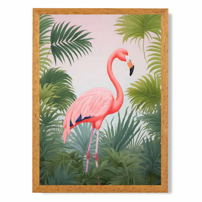 Modern Illustration Pink, Green Flamingo  Art Poster | Wall Art Plaza UK