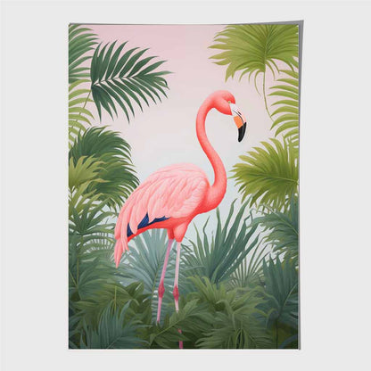 Modern Illustration Pink, Green Flamingo  Art Poster | Wall Art Plaza UK