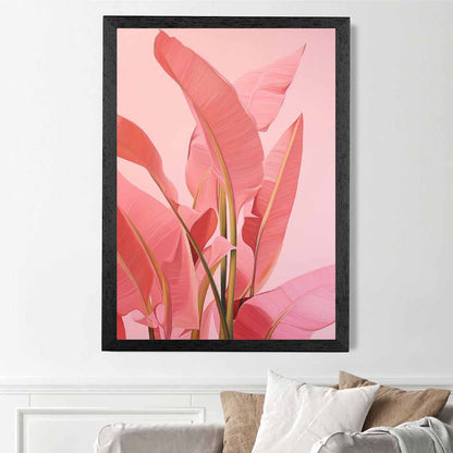 Modern Illustration Pink,  Jungle Leaves  Art Poster | Wall Art Plaza UK