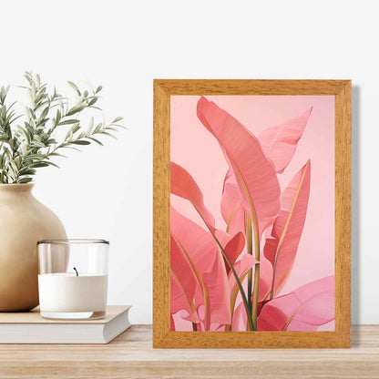 Modern Illustration Pink,  Jungle Leaves  Art Poster | Wall Art Plaza UK