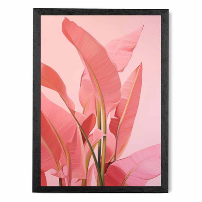 Modern Illustration Pink,  Jungle Leaves  Art Poster | Wall Art Plaza UK